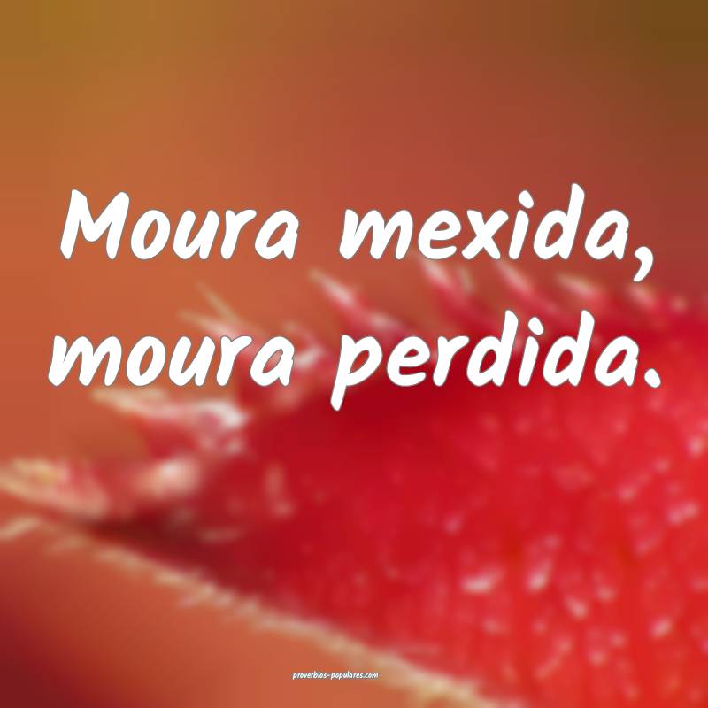 Moura mexida, moura perdida.
 ...