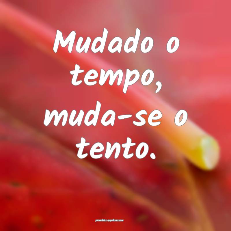 Mudado o tempo, muda-se o tento.
 ...