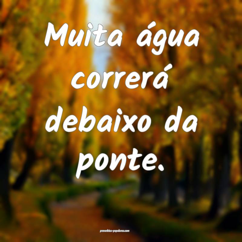 Muita água correrá debaixo da ponte.
 ...