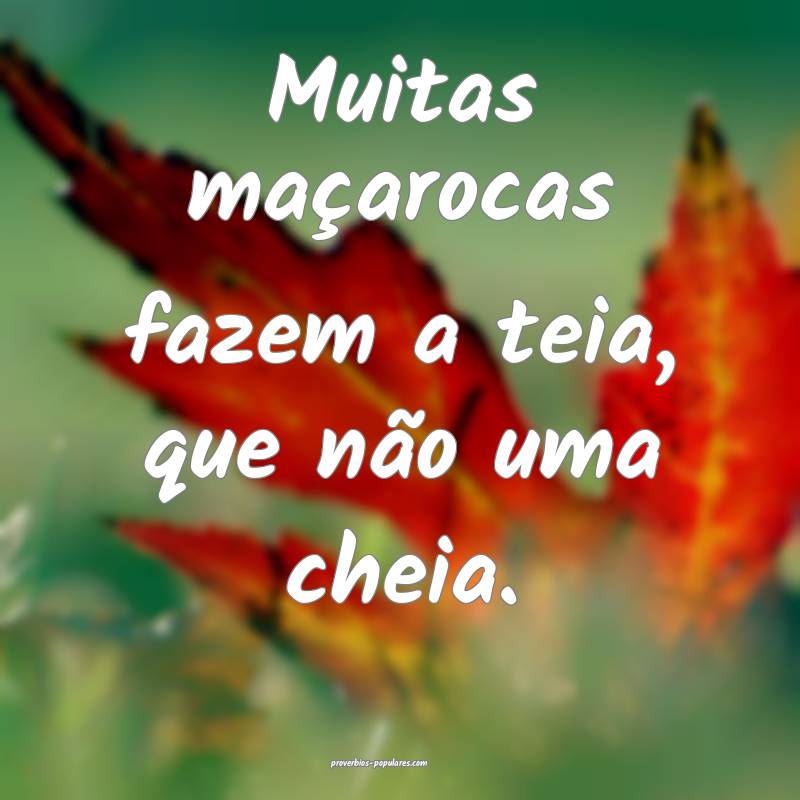 Muitas maçarocas fazem a teia, que não uma cheia.
...