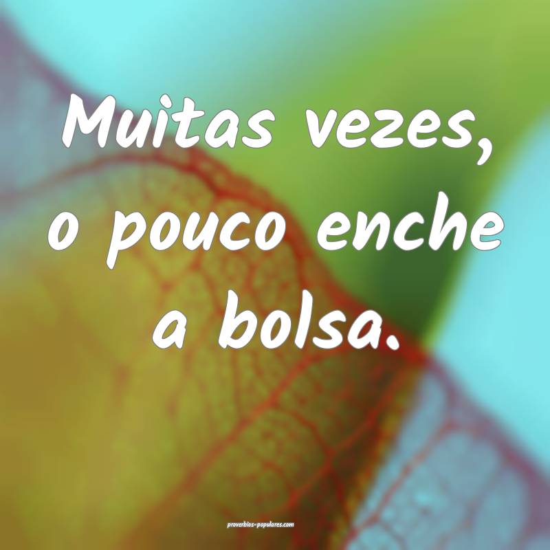 Muitas vezes, o pouco enche a bolsa.
 ...