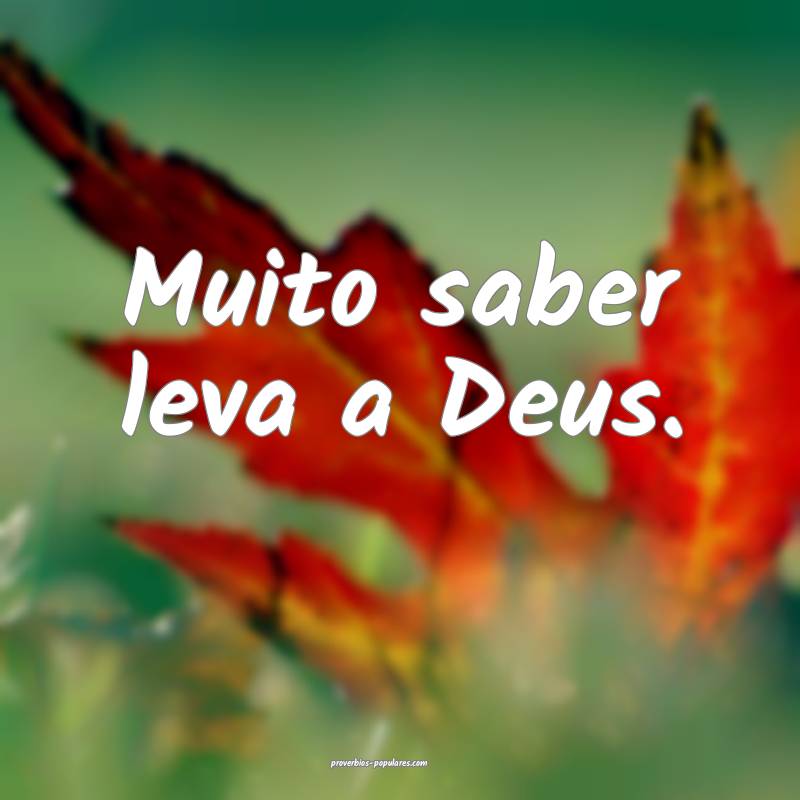 Muito saber leva a Deus.
 ...