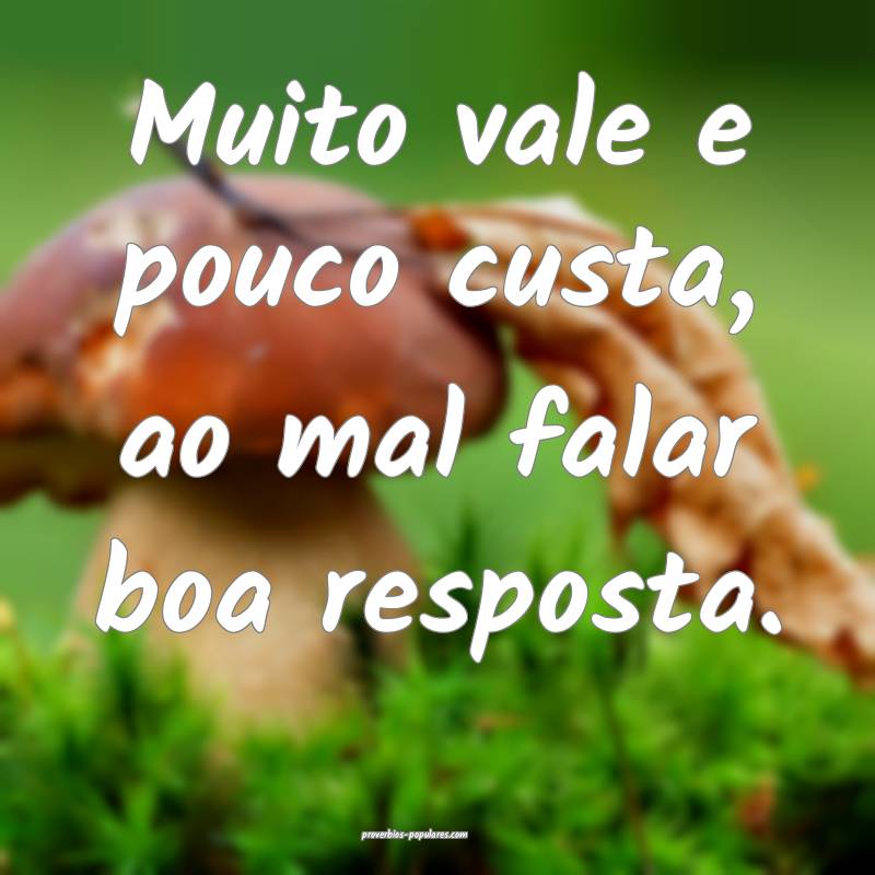 Muito vale e pouco custa, ao mal falar boa resposta.
...