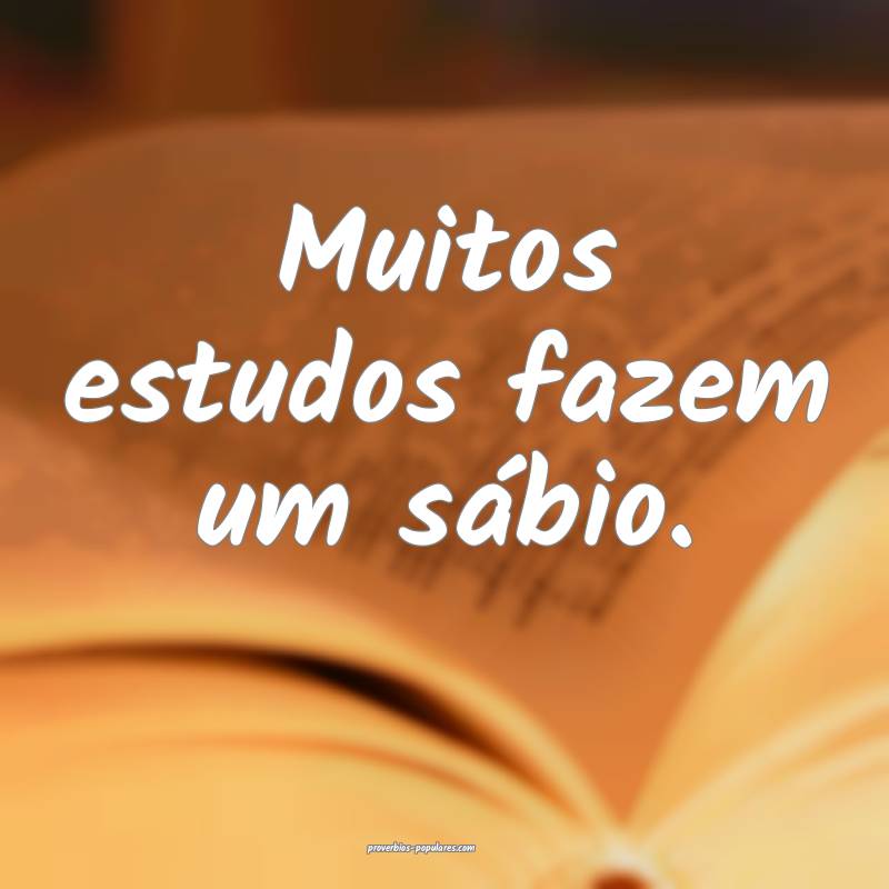 Muitos estudos fazem um sábio.
...