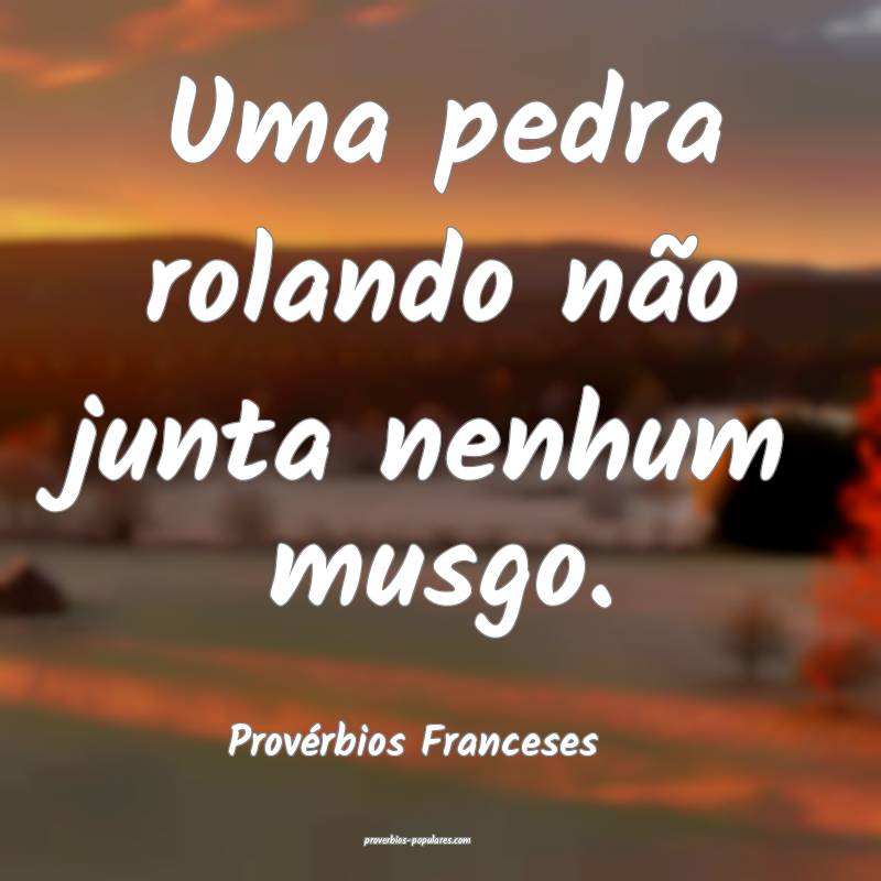 Uma pedra rolando não junta nenhum musgo.
...