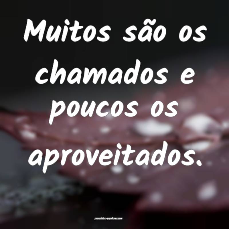 Muitos são os chamados e poucos os aproveitados.
...