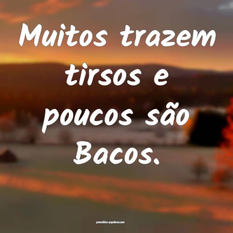 Muitos trazem tirsos e poucos são Bacos.
...