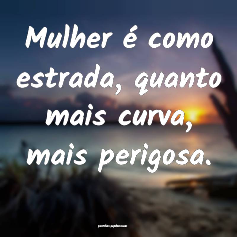 Mulher é como estrada, quanto mais curva, mais perigosa.
...