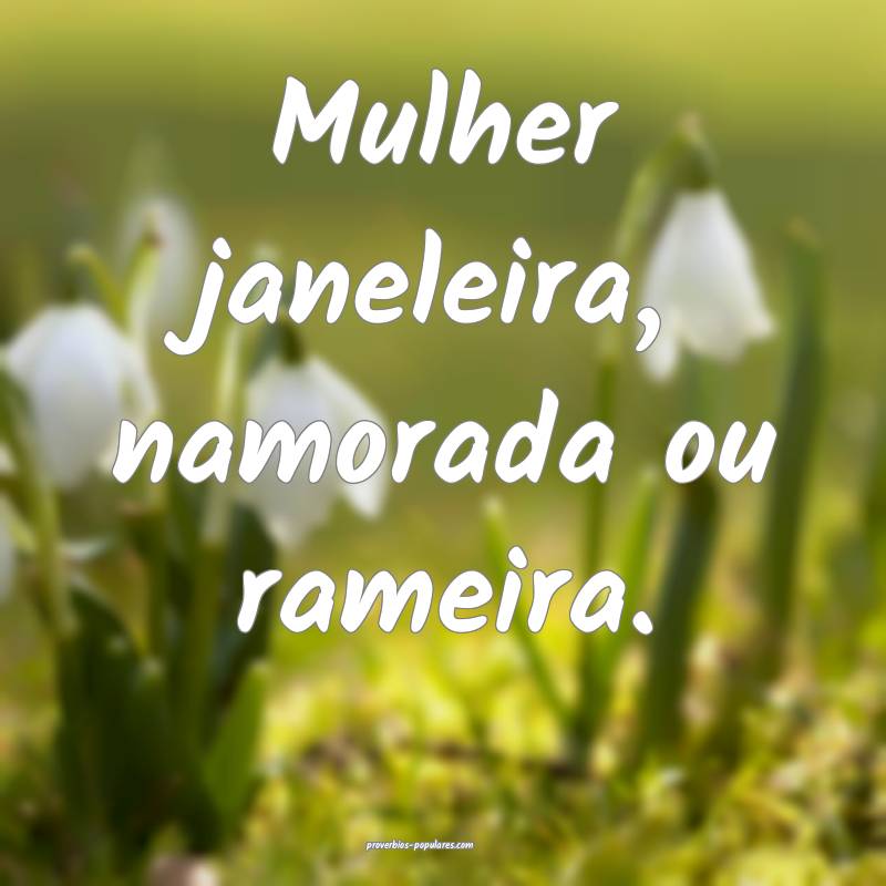 Mulher janeleira, namorada ou rameira.
...