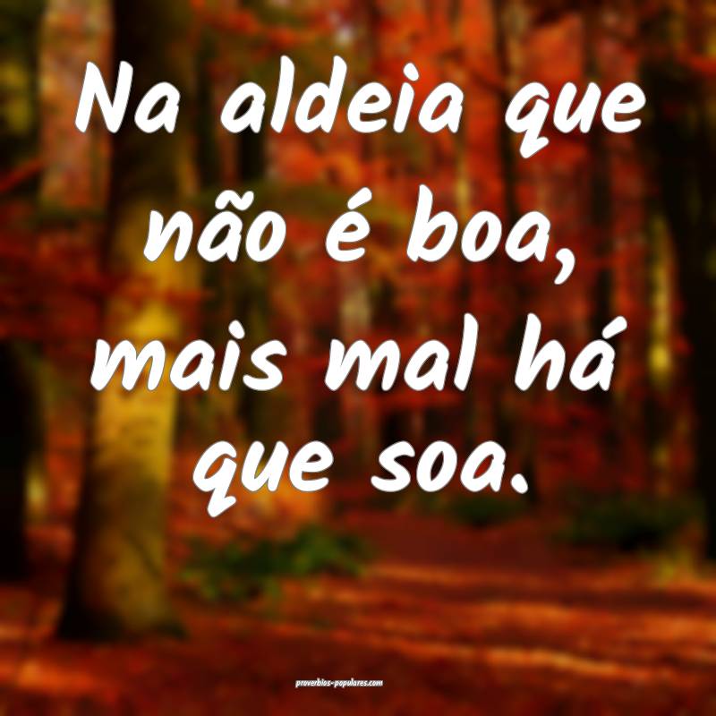 Na aldeia que não é boa, mais mal há que soa.
...