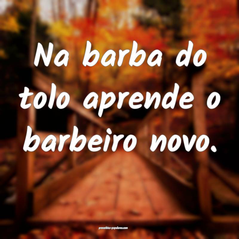 Na barba do tolo aprende o barbeiro novo.
 ...