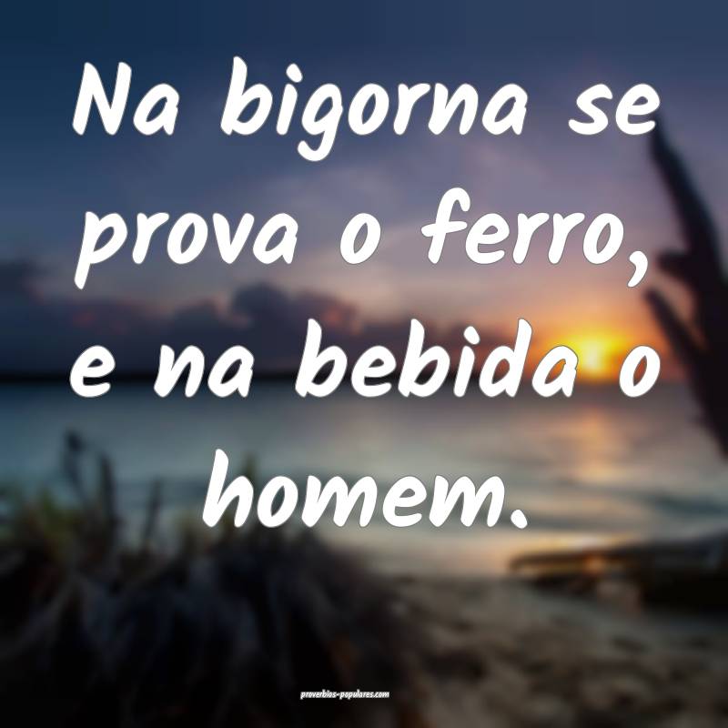 Na bigorna se prova o ferro, e na bebida o homem.
...