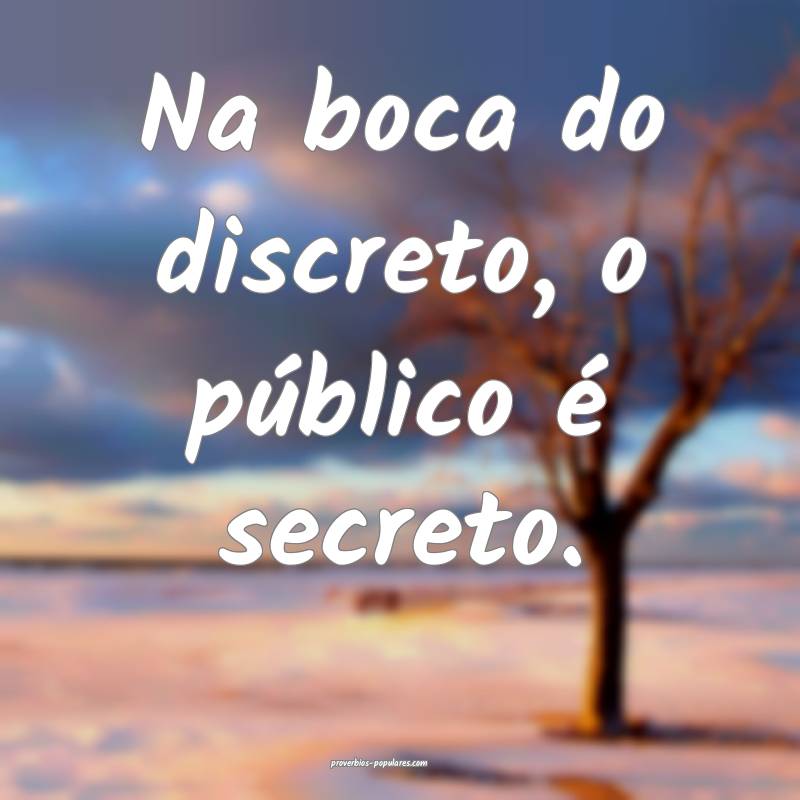 Na boca do discreto, o público é secreto.
...
