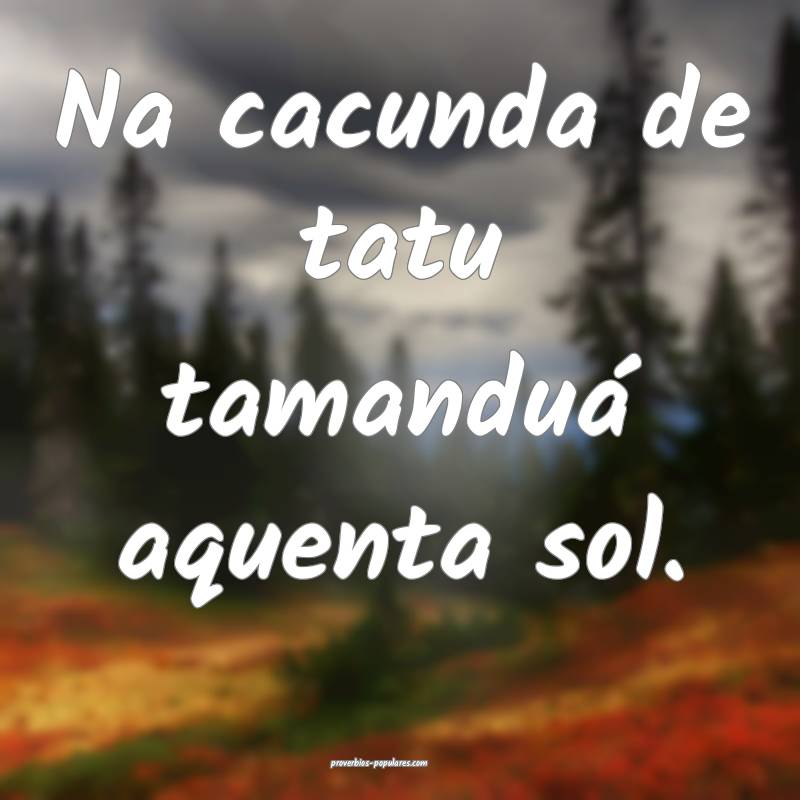 Na cacunda de tatu tamanduá aquenta sol.
...