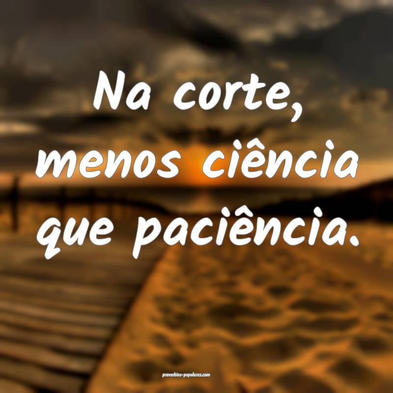 Na corte, menos ciência que paciência.
...