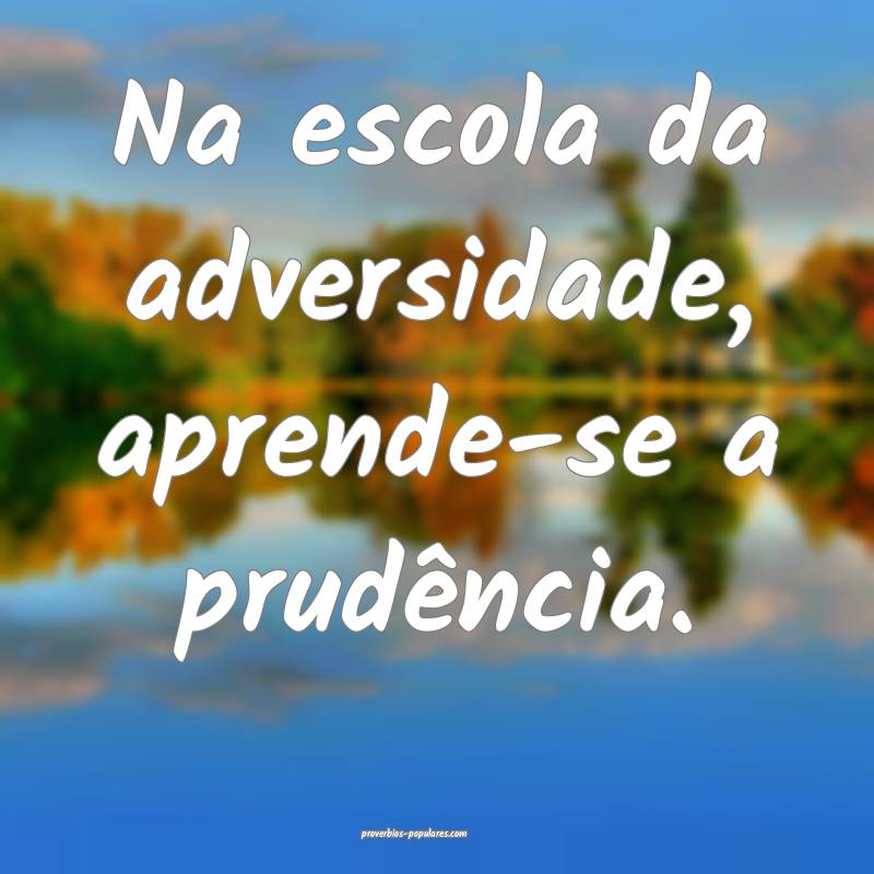 Na escola da adversidade, aprende-se a prudência.
...