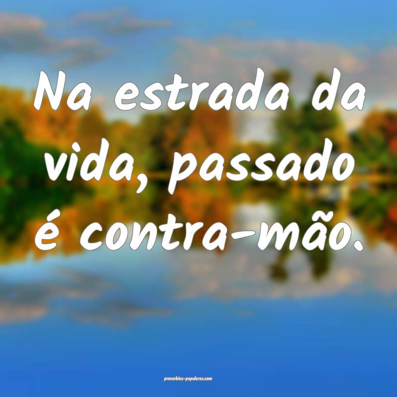 Na estrada da vida, passado é contra-mão.
...
