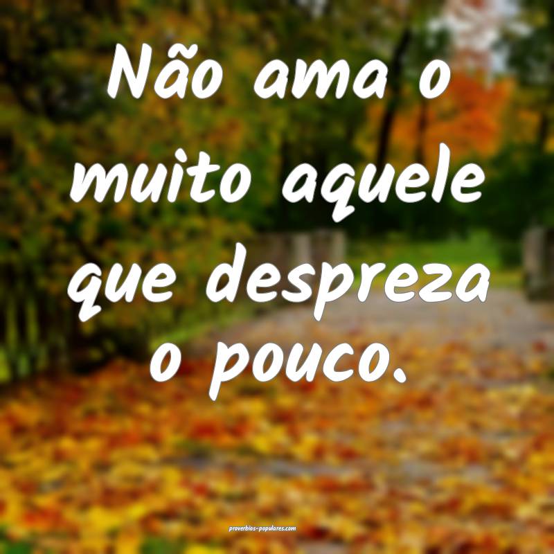 Não ama o muito aquele que despreza o pouco.
 ...