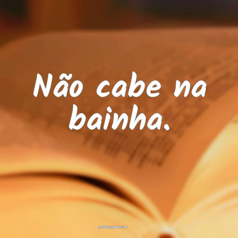 Não cabe na bainha.
...