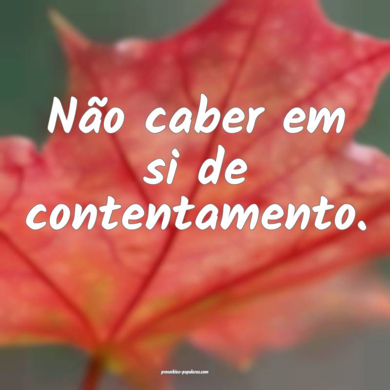 Não caber em si de contentamento.
...
