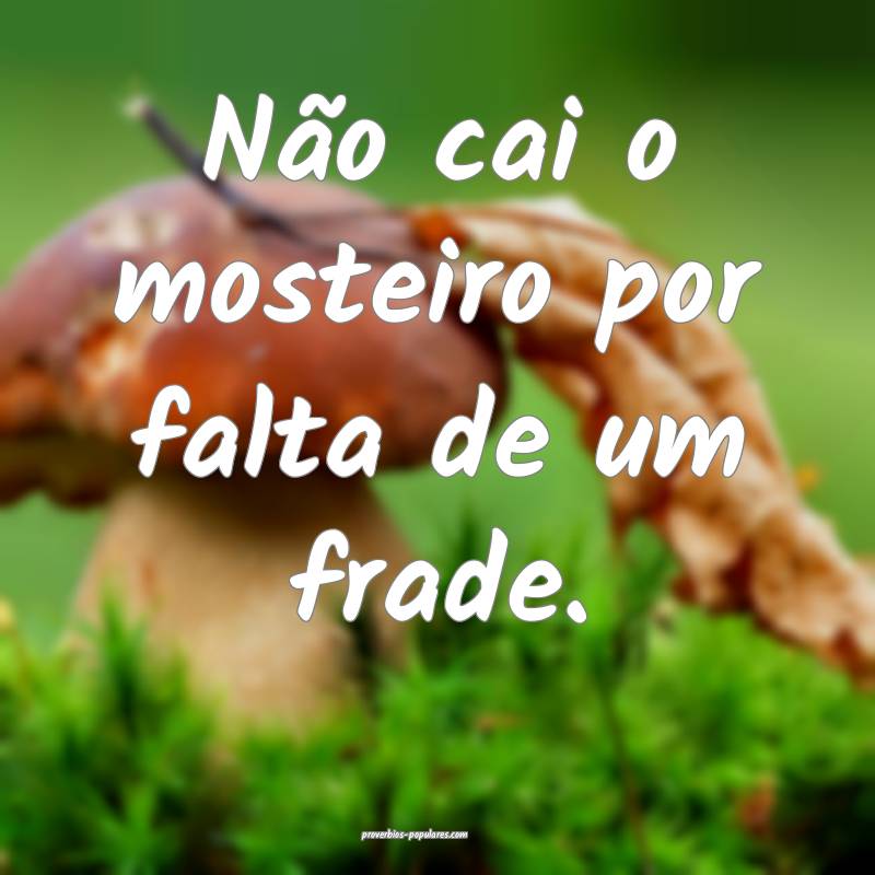 Não cai o mosteiro por falta de um frade.
...