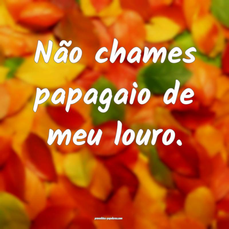 Não chames papagaio de meu louro.
...
