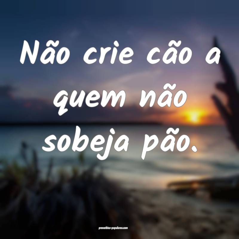 Não crie cão a quem não sobeja pão.
...