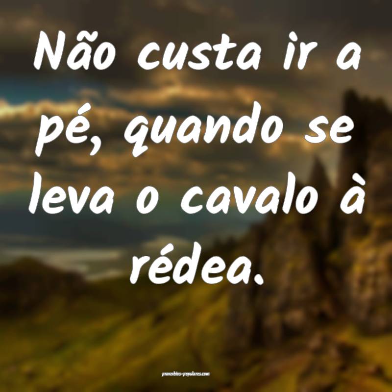 Não custa ir a pé, quando se leva o cavalo à rédea.
...
