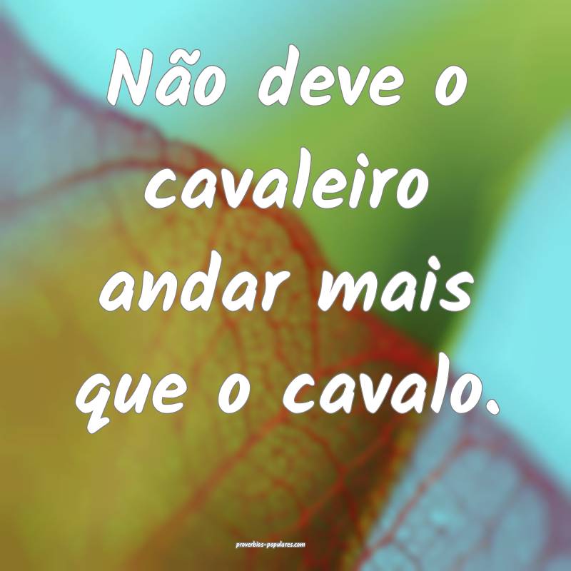Não deve o cavaleiro andar mais que o cavalo.
...