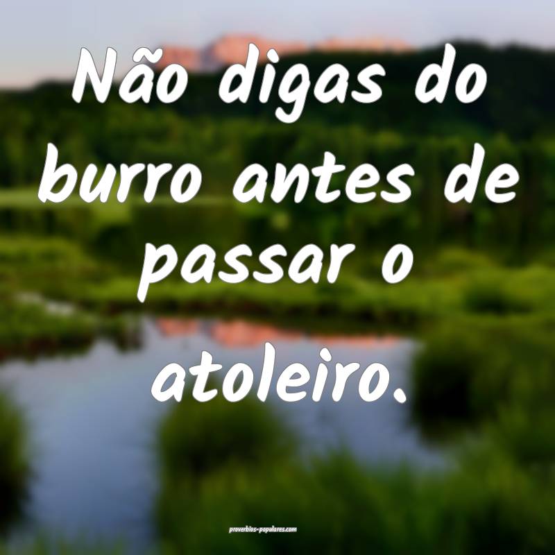 Não digas do burro antes de passar o atoleiro.
...
