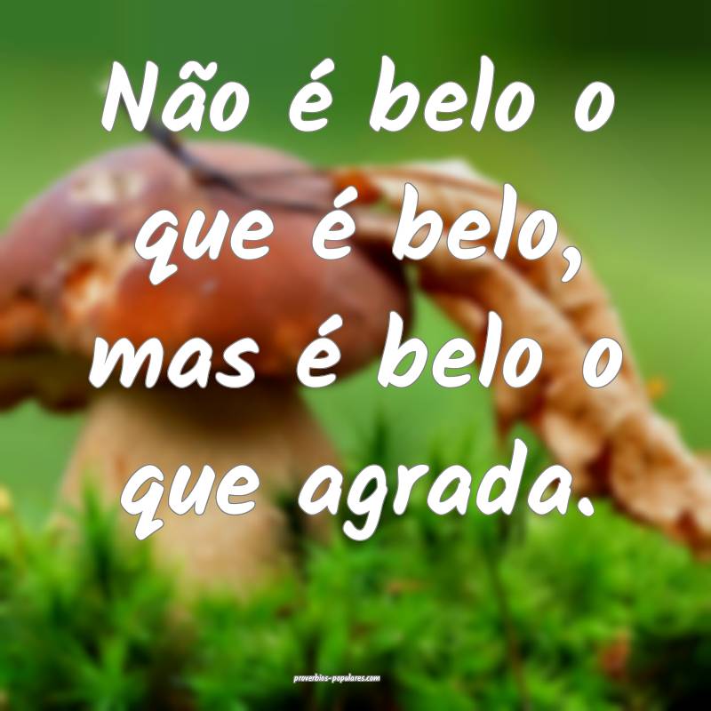 Não é belo o que é belo, mas é belo o que agrada.
...