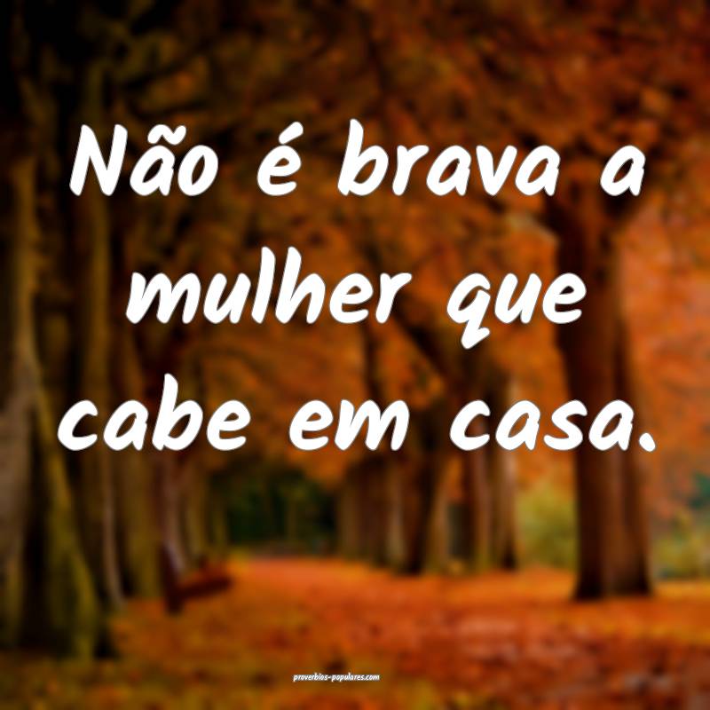 Não é brava a mulher que cabe em casa.
 ...