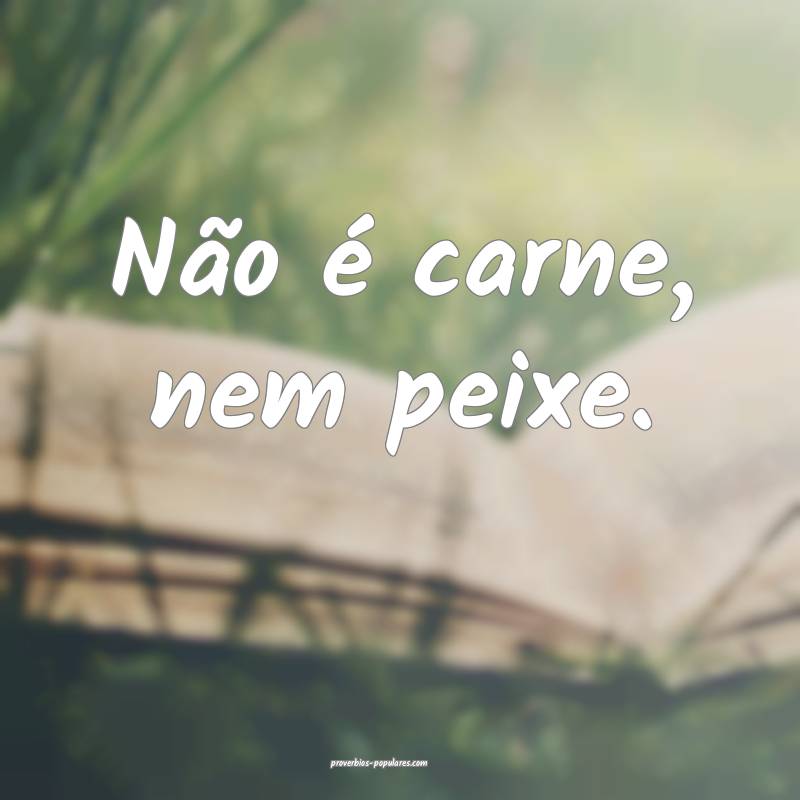 Não é carne, nem peixe.
...