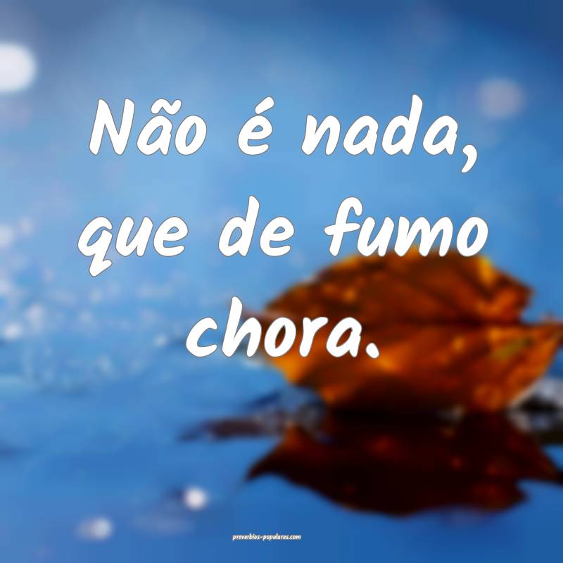 Não é nada, que de fumo chora.
...
