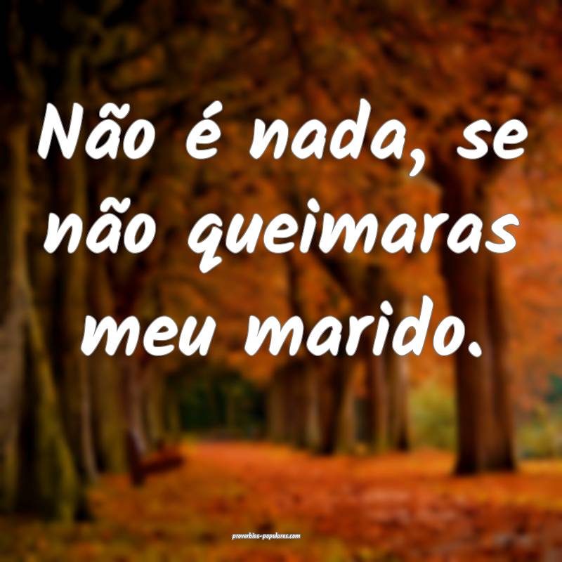 Não é nada, se não queimaras meu marido.
...