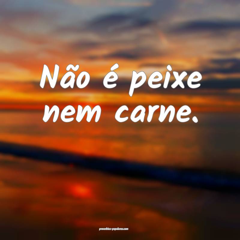 Não é peixe nem carne.
...