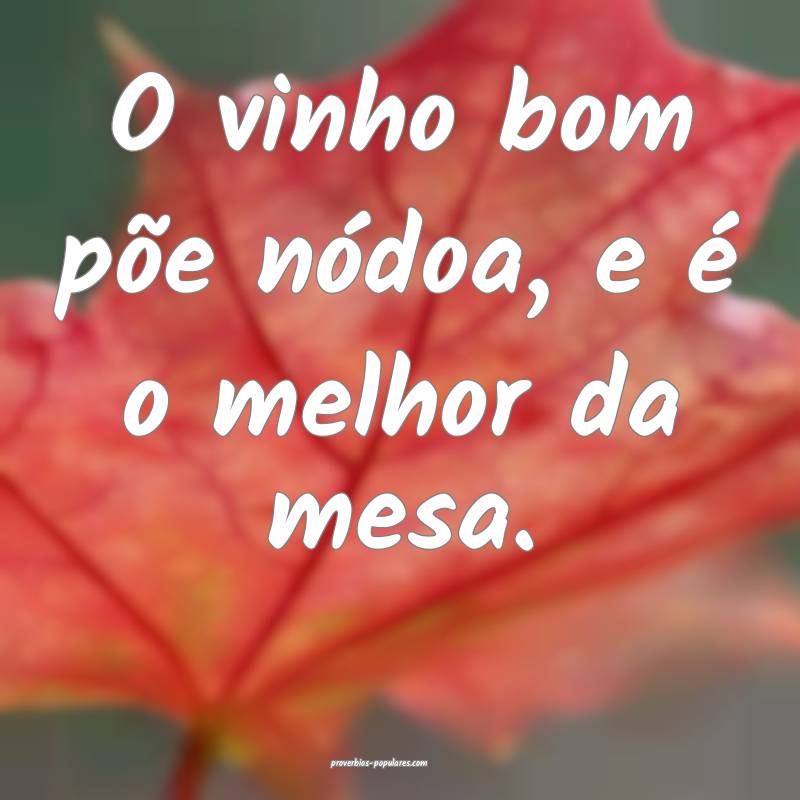 O vinho bom põe nódoa, e é o melhor da mesa.
...