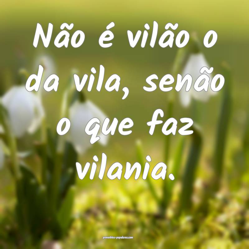 Não é vilão o da vila, senão o que faz vilania.
...