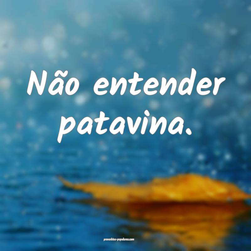 Não entender patavina.
...