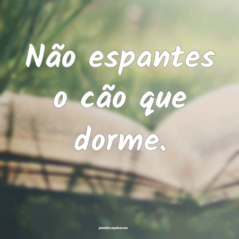 Não espantes o cão que dorme.
 ...