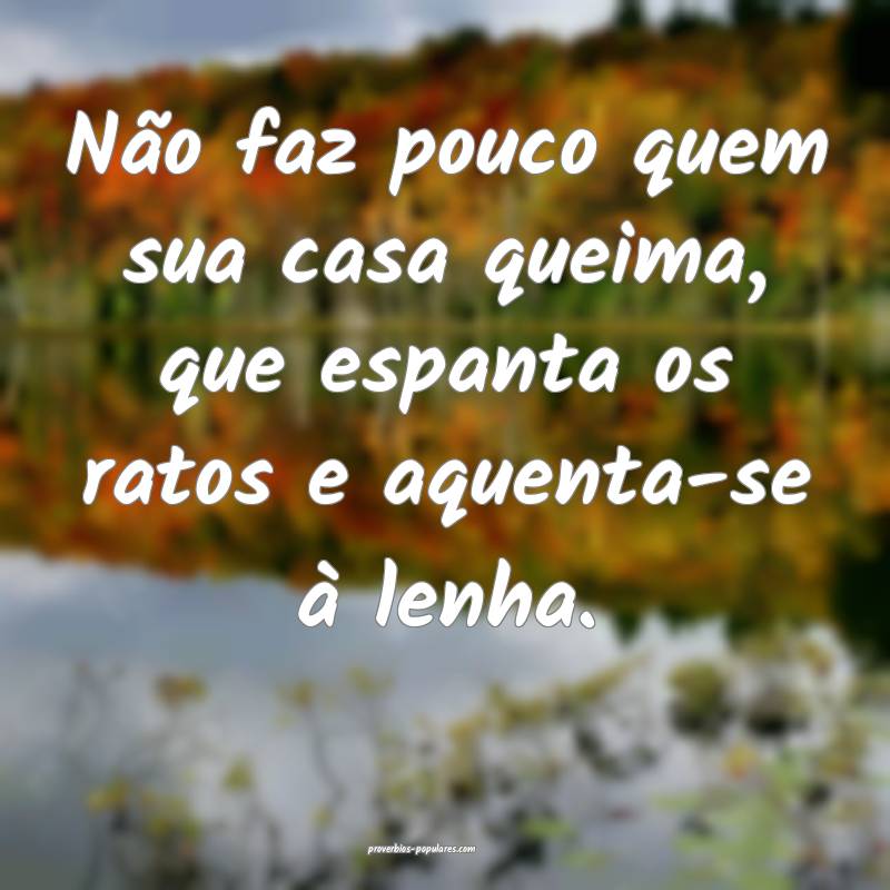 Não faz pouco quem sua casa queima, que espanta os ratos e aquenta-se...