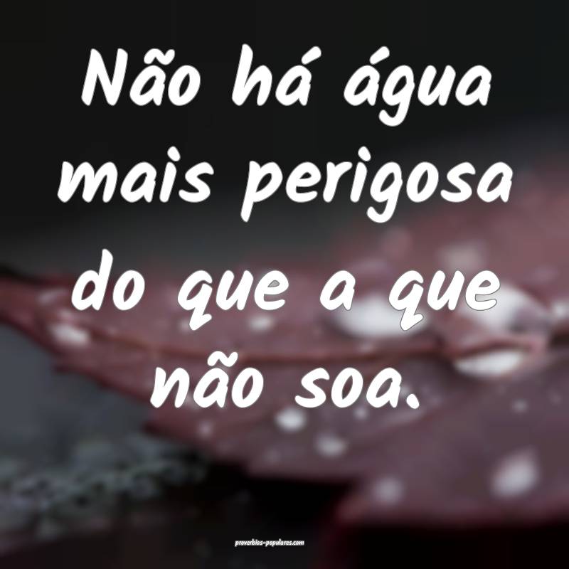 Não há água mais perigosa do que a que não soa.
...