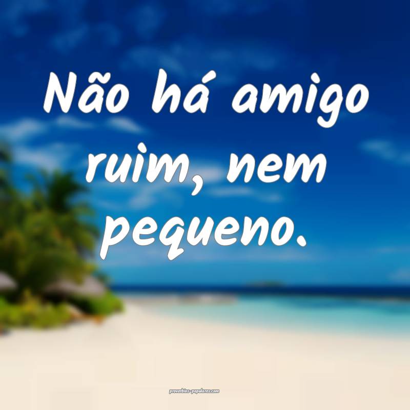 Não há amigo ruim, nem pequeno.
...