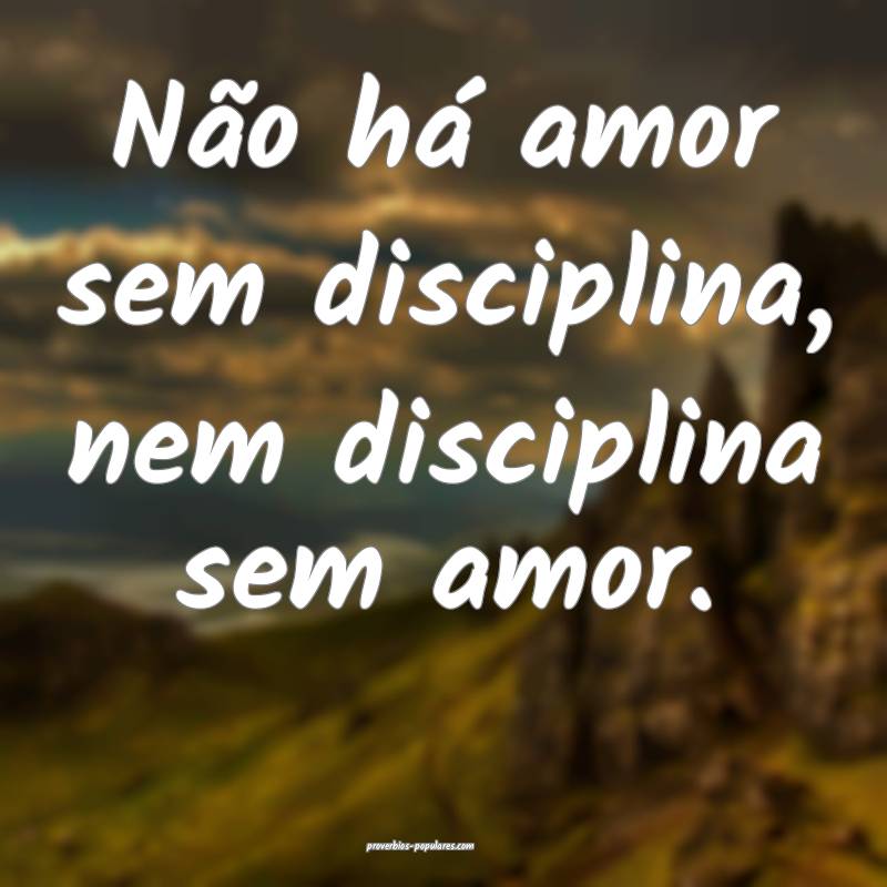 Não há amor sem disciplina, nem disciplina sem amor.
...