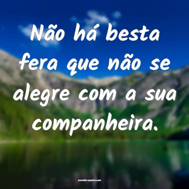 Não há besta fera que não se alegre com a sua c ...