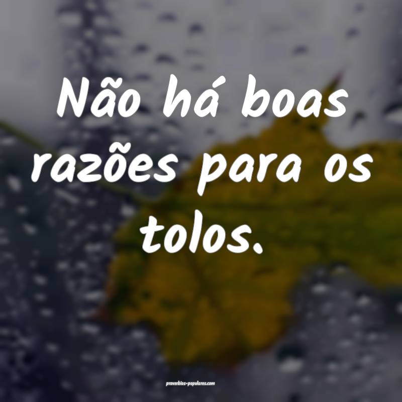 Não há boas razões para os tolos.
 ...
