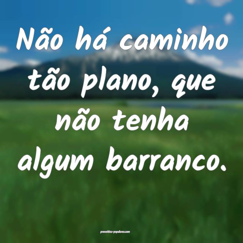Não há caminho tão plano, que não tenha algum barranco.
...
