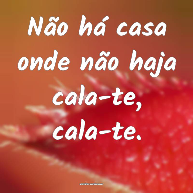 Não há casa onde não haja cala-te, cala-te.
...