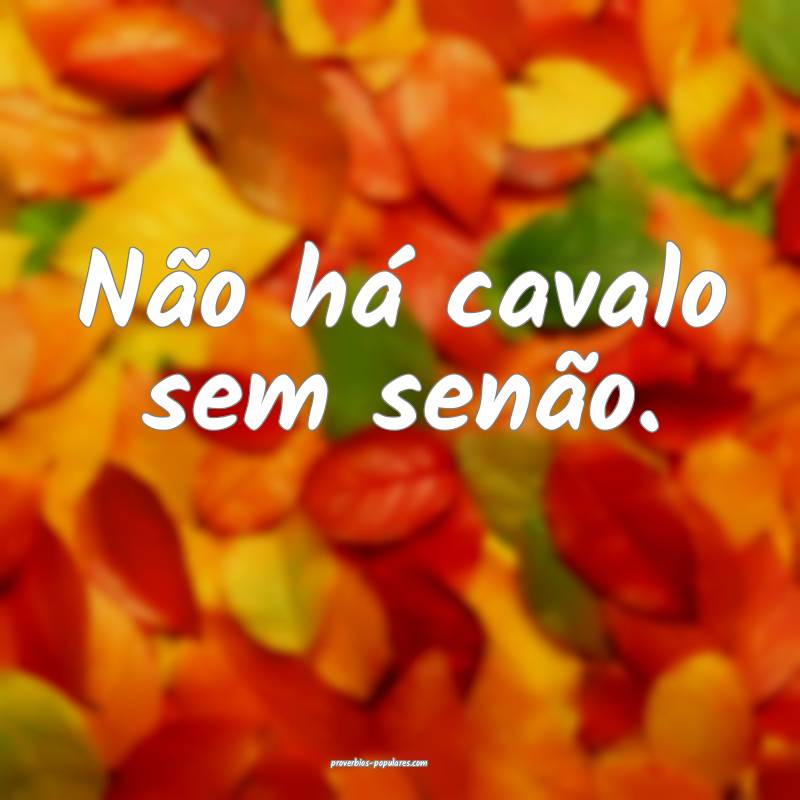 Não há cavalo sem senão.
 ...