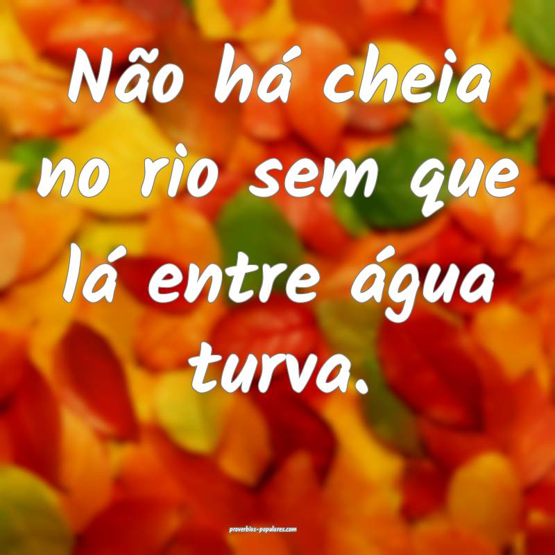 Não há cheia no rio sem que lá entre água turva.
...